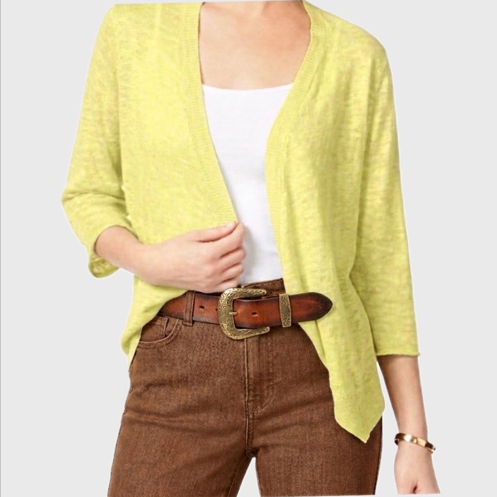 NWT Alfani yellow linen cardigan -L